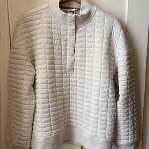 Women's White Quilted Pullover